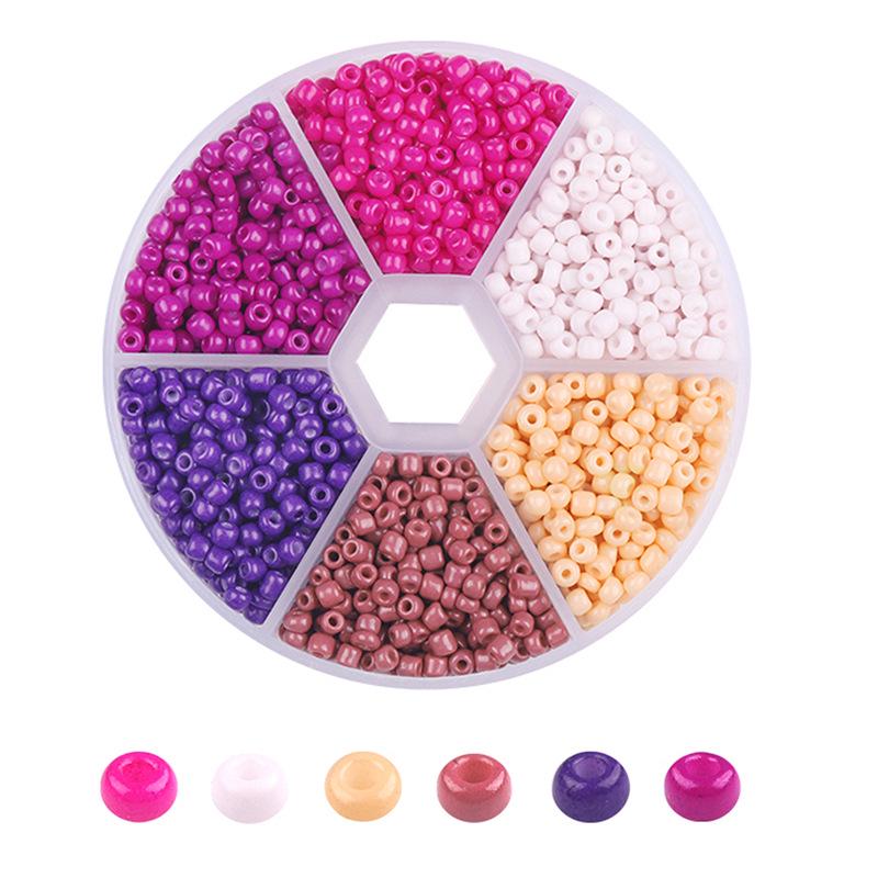 Handmade Mixed-Color Seed Beads Set: 6-Compartment Box for DIY Bracelets and Necklaces