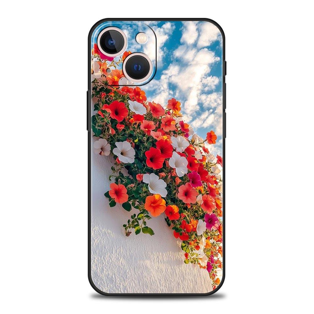 Phone Case For iPhone 17 16e 15 14 13 12 11 Pro Max SE 7 8 Plus Shell iPhone 16 Soft TPU Cover Soft Pale Little Flower
