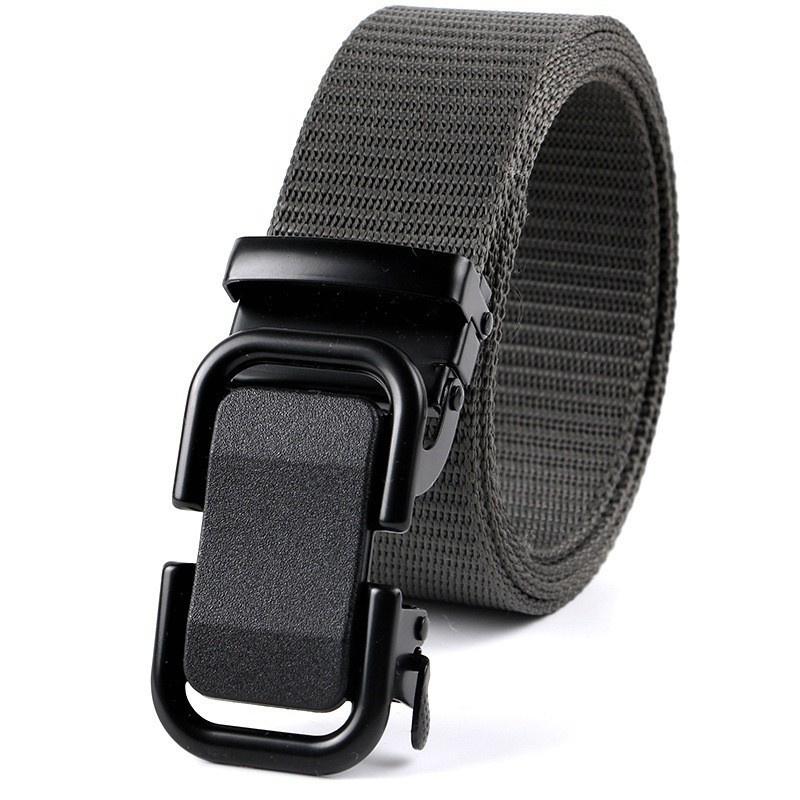 

Мужской ремень Автоматическая металлическая пряжка Имитация нейлоновой стропы Уличный рабочий ремень Автоматическая пряжка без зубцов Повседневный спортивный холщовый ремень темно серый