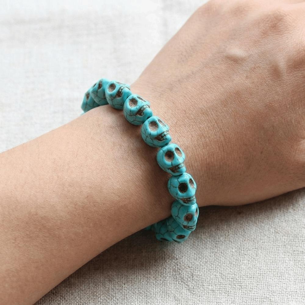 Knochenstein Schädel Perlenarmband Acryl Elastisches Armband Zartes Skelett Perlenarmband Schmuck