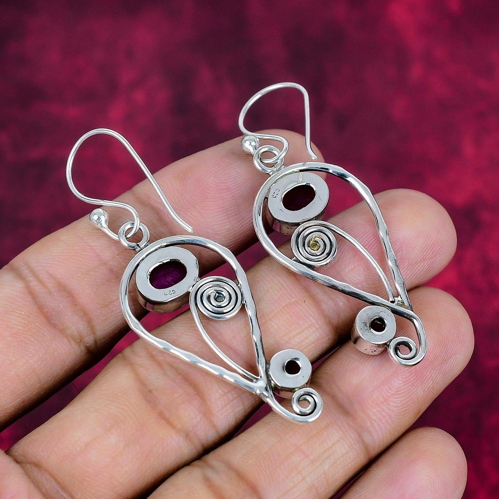 Ruby & Garnet Earrings Gemstone Jewelry, 925 Solid Sterling Silver Handmade Earrings, Latest Design Jewelry