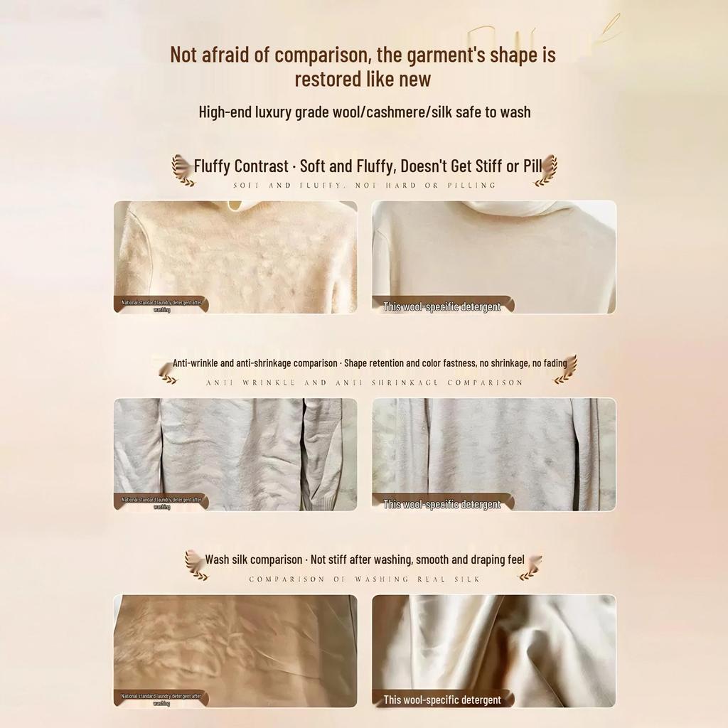 Wool Detergent: Anti-static, Softening Liquid for Coats & Cashmere; Long-lasting Fragrance, Anti-shrinkage, Keeps Sweaters Fluffy