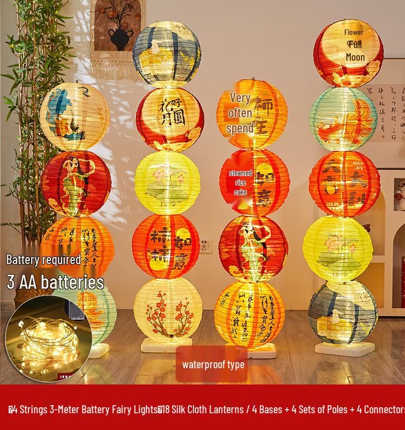 Waterproof Silk Lantern for Outdoor Mid-Autumn Festival Decor