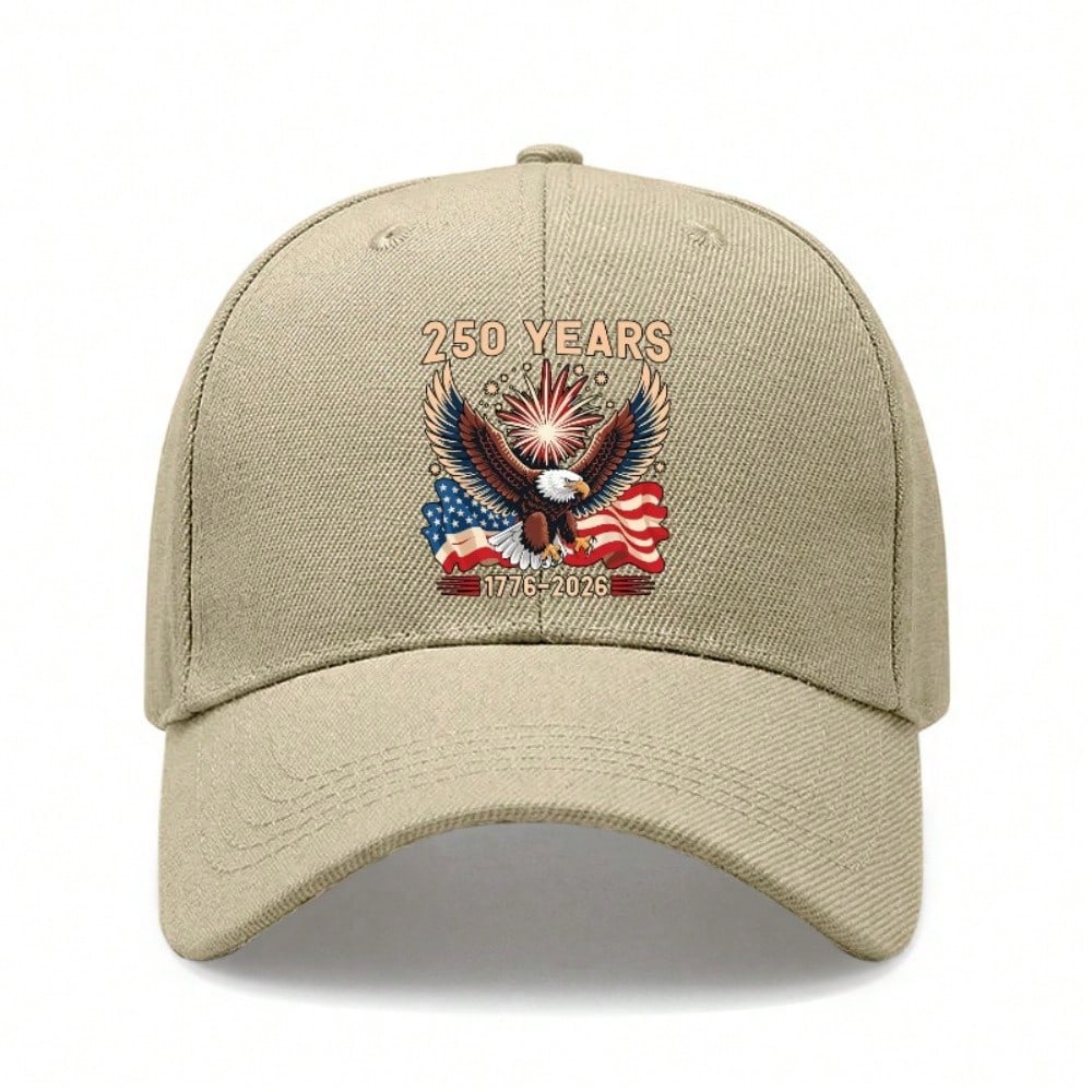[250 Years Baseball Cap] Unisex Adjustable Polyester Printed Eagle Vintage Style Baseball Hat For Patriotic Holiday & Daily Wear