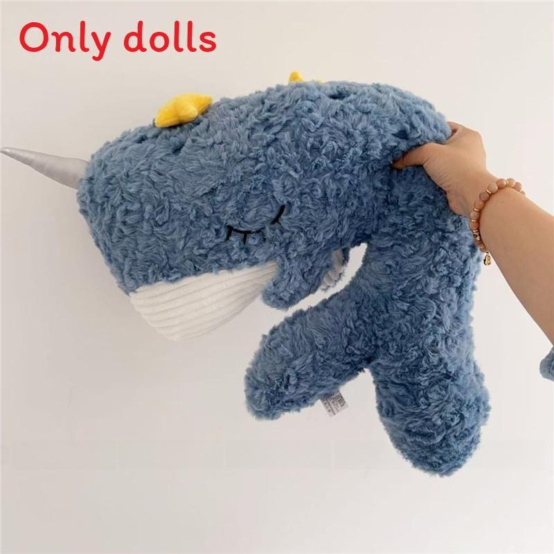 Plush Whale Pillow Soft Embroidered Animal Decor For Home Couch Bed Office