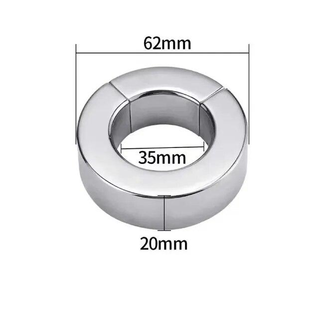 Penis Ring Magnetic Lock Metal Scrotum Pendant Ball Stretcher Testis Weight Cock Ring Penis Restraint Stainless Sex Toys for Men
