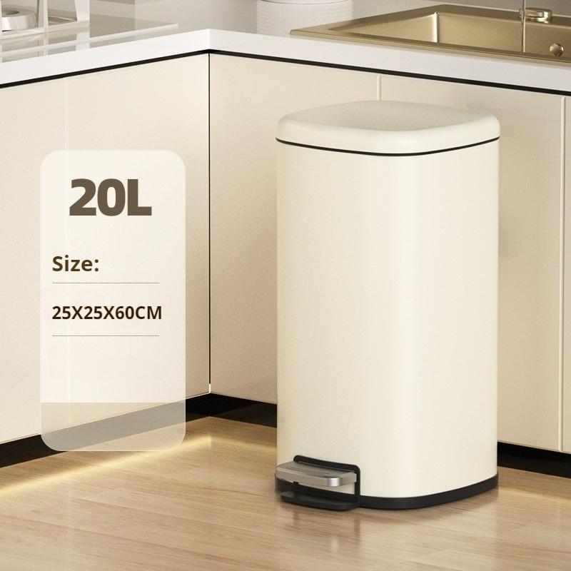 Stainless Steel Trash Can Large Capacity Foot Pedal Trash Bin Modern Simple Household Garbage Bins Kitchen Clean Accessories