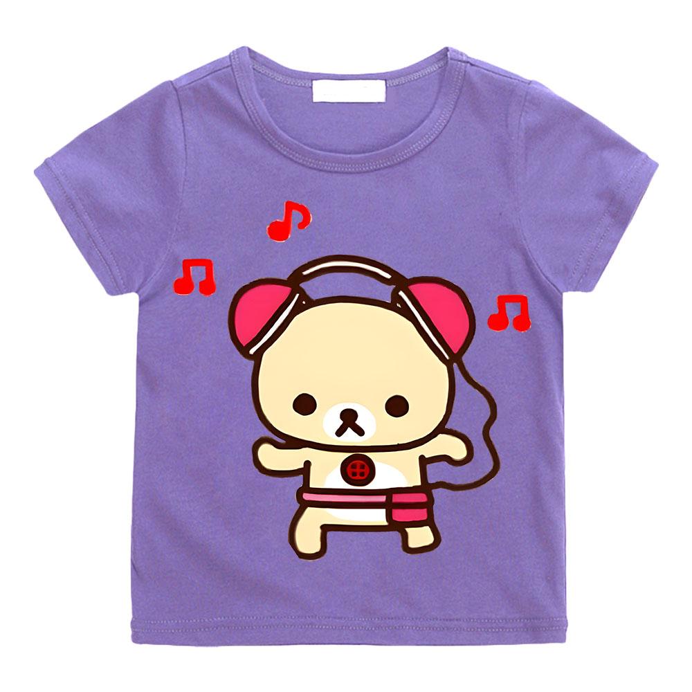 Cartoon Rilakkuma T-shirt Boys Girls Kids Clothing Hip Hop Tops Short Sleeves Sports Fashion Streetwear Manga/Comic Tees