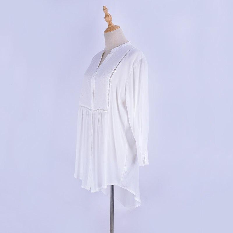 Cubierta de traje de baño para mujer Vestido de playa Túnica de algodón Blanca Botones Camisa casual de verano Ropa de baño
