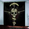 2pcs Personality Luxury 3D Printed Black Mystery Couple Skull Pattern Curtain,Suitable for Bedroom Living Room Kitchen Decor