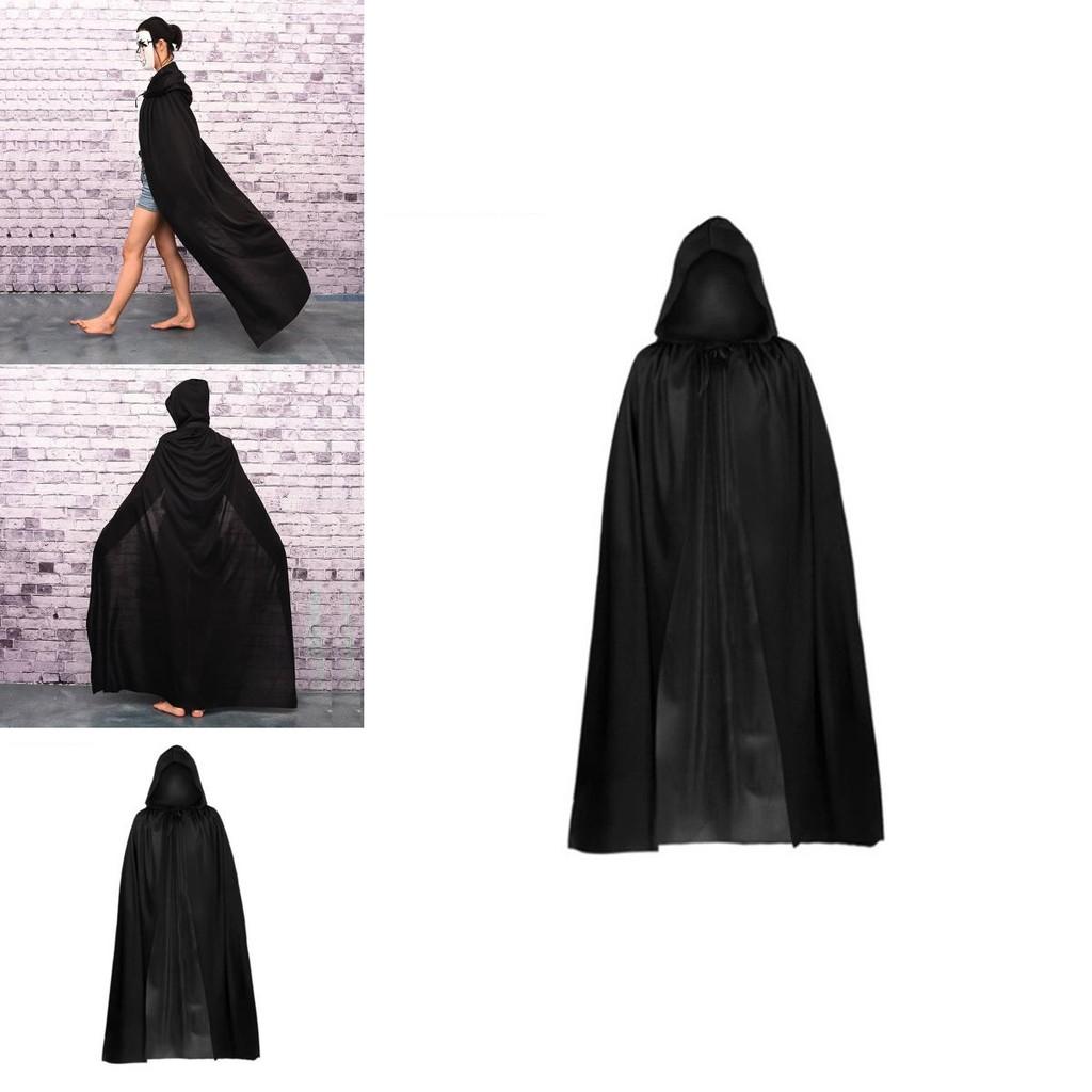 Halloween Cloak Cosplay Grim Reaper Vampire Witch Wizard Robe Party Adult Children Black Cloak Cape