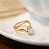 Stylish Personalized Marquise Zirconium Titanium Steel Hollow Ring
