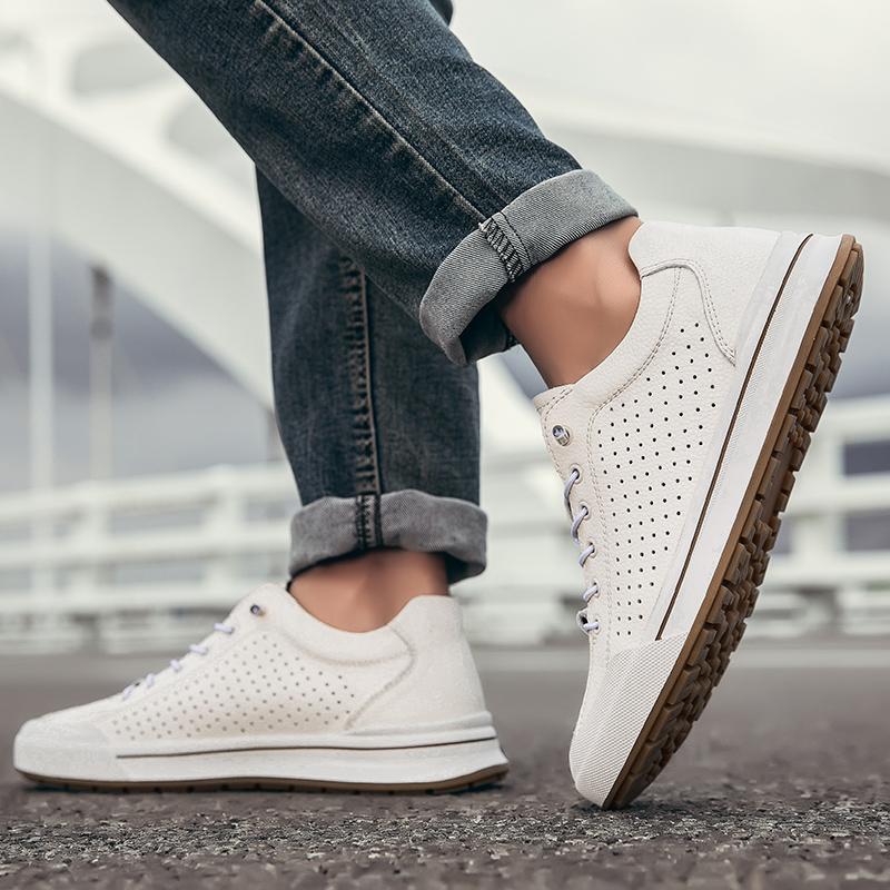 Genuine Leather Mens Breathable Casual Shoes 2025 New Arrival for Men Lace-Up Sneakers High Quality School Skate Shoes Men Shoes