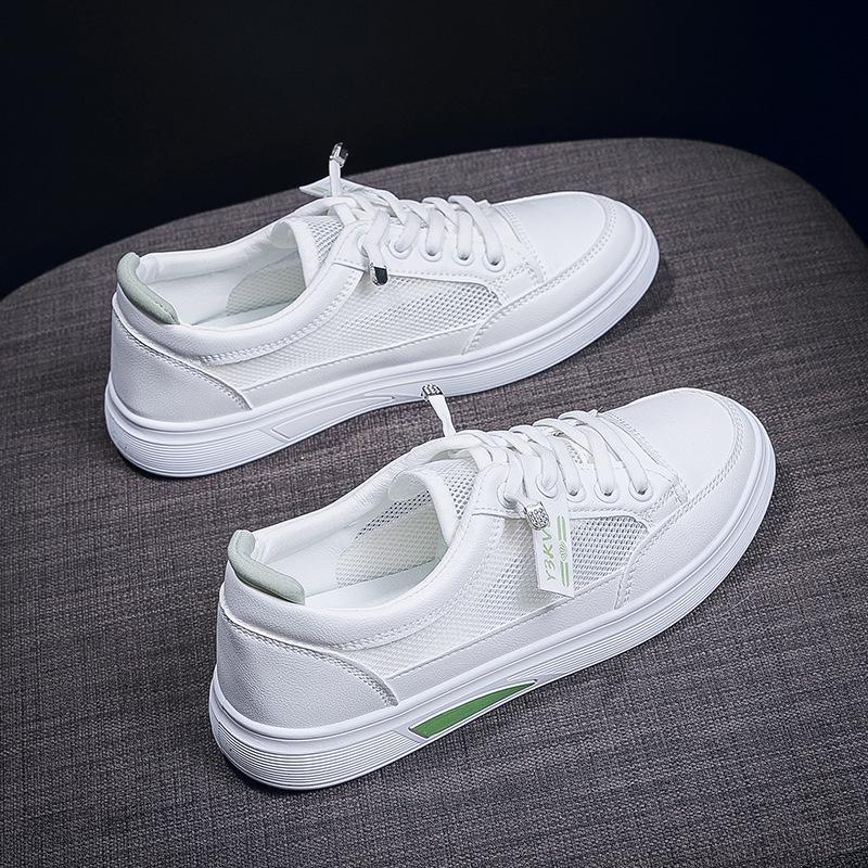 2025 Summer Women's Mesh Breathable Casual Sneakers - Korean Style, Non-slip, Fashionable Soft Sole, White.