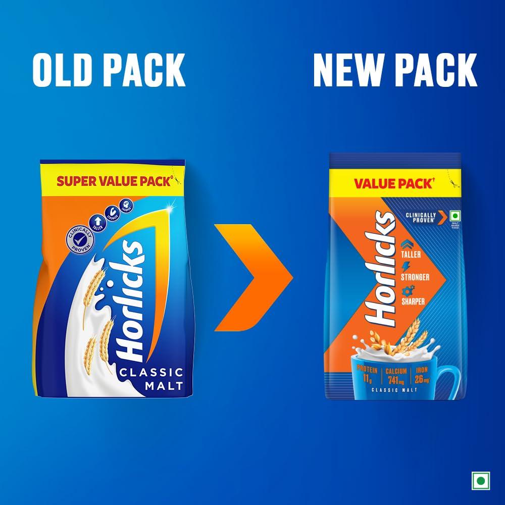 Horlicks Nutrition Drink Classic Malt 800g Pouch – Kids Growth, Energy, and Immunity Support with 27 Vital Nutrients