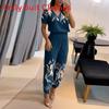 Polyester Geometric Print Casual Pantsuit For Womens Summer Office Wear