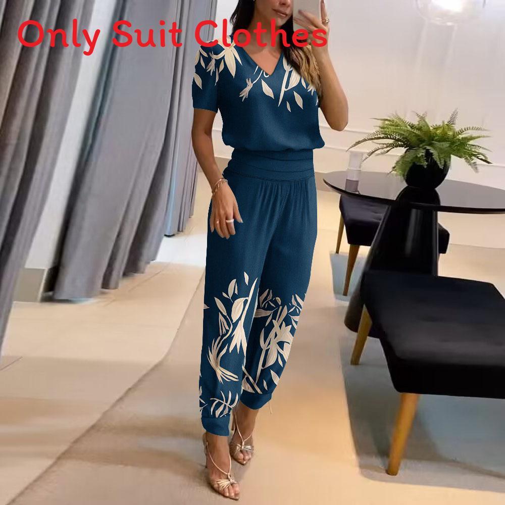 Polyester Geometric Print Casual Pantsuit For Womens Summer Office Wear