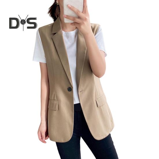 

Женский деловой жилет с отложным воротником, застежкой на одну пуговицу, без рукавов, средней длины, формальный офисный наряд, однотонный кардиган, жилет, наряд для рабочего места XXL