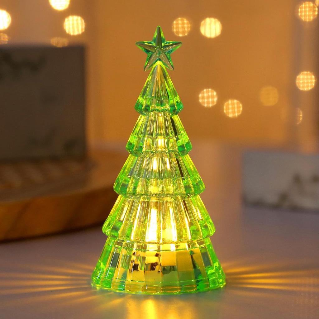 Leuchtender LED Kristall Weihnachtsbaum Nachtlicht Ornament
