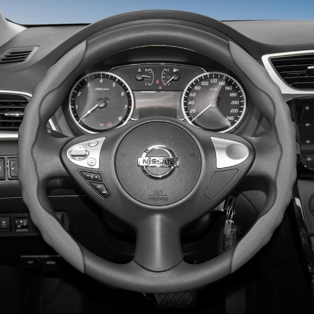 Suitable for Nissan Steering Wheel Cover with Wavy Sports Design, Breathable Leather, Segmented Anti-Slip, Sweat-Absorbing Protective Cover