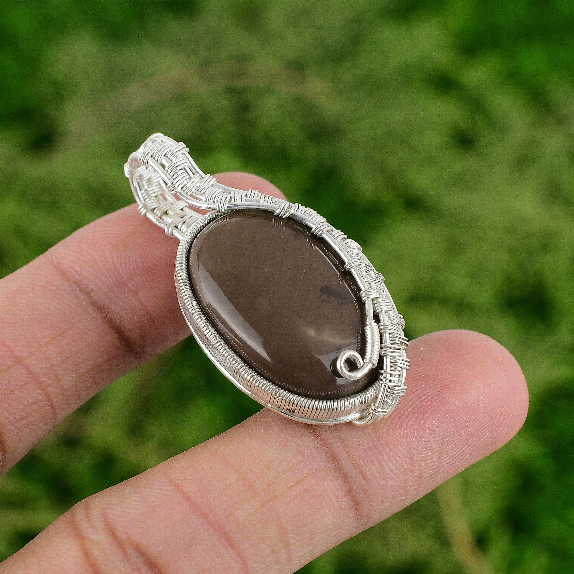 

Sterling Silver Lavender Jade Stone Anniversary Wire Wrapping Pendant Jewelry