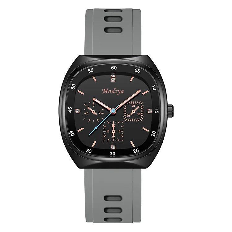 

Fashion Silicone Strap Men s Watch Three Eyes Blue Needle Design Quartz Watches for Man Higt Quality Student Wristwatch Montres