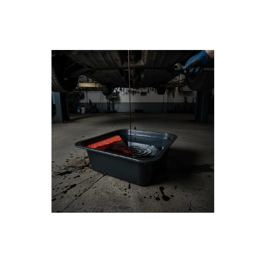 Oil Drain Pan Raised Edges Engine Oil Drain Pan Vehicle Maintenance Molded Finish Garage Equipment Wide Exposed Top for Workshop