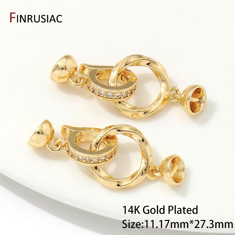 

14K Gold Plated Inlaid Zircon Closure Fasteners Lock Clasps For Necklace Making, Connector Clasps DIY Pearl Jewelry Fittings 1 piece