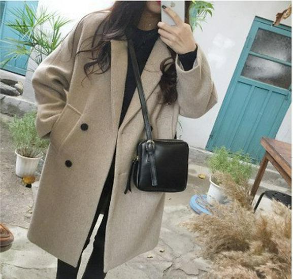 

Пальто из шерсти средней длины большого размера для похудения в корейском стиле на осень/зиму 2025 S