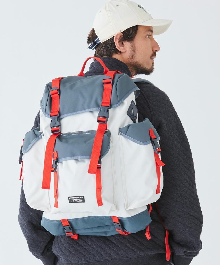 L.L.Bean Continental Backpack, Color Block, One Size Fits Most, Sail OrangePine Green, Multicolor, 1000211094