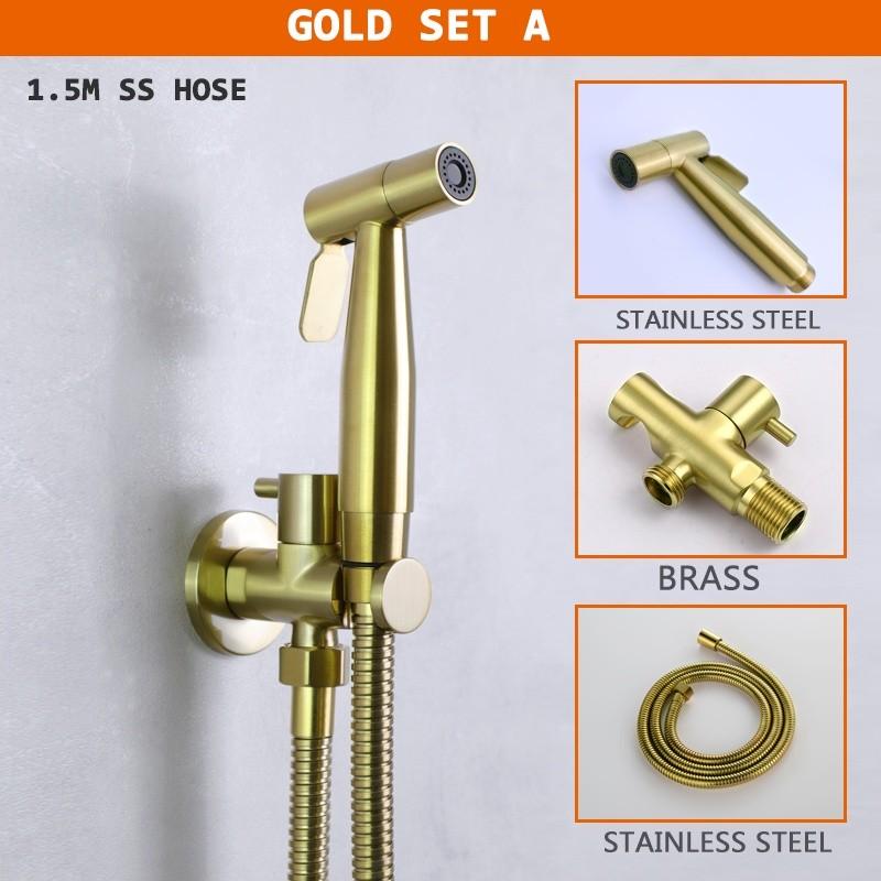 Household Bidet Sprayer Set Stainless Steel Sprayer Matt Black Gold Toilet Partner Brass Cold Valve Metal Grey Gloss Chrome