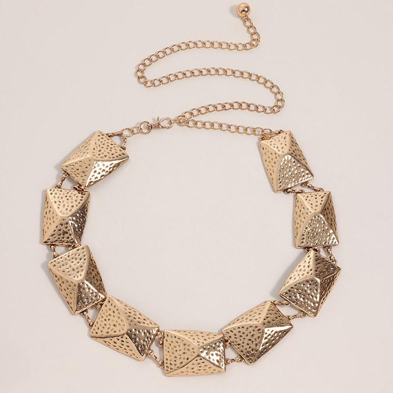 Geometric Metal Waist Chain With Hook Closure For Fashion Women Spring