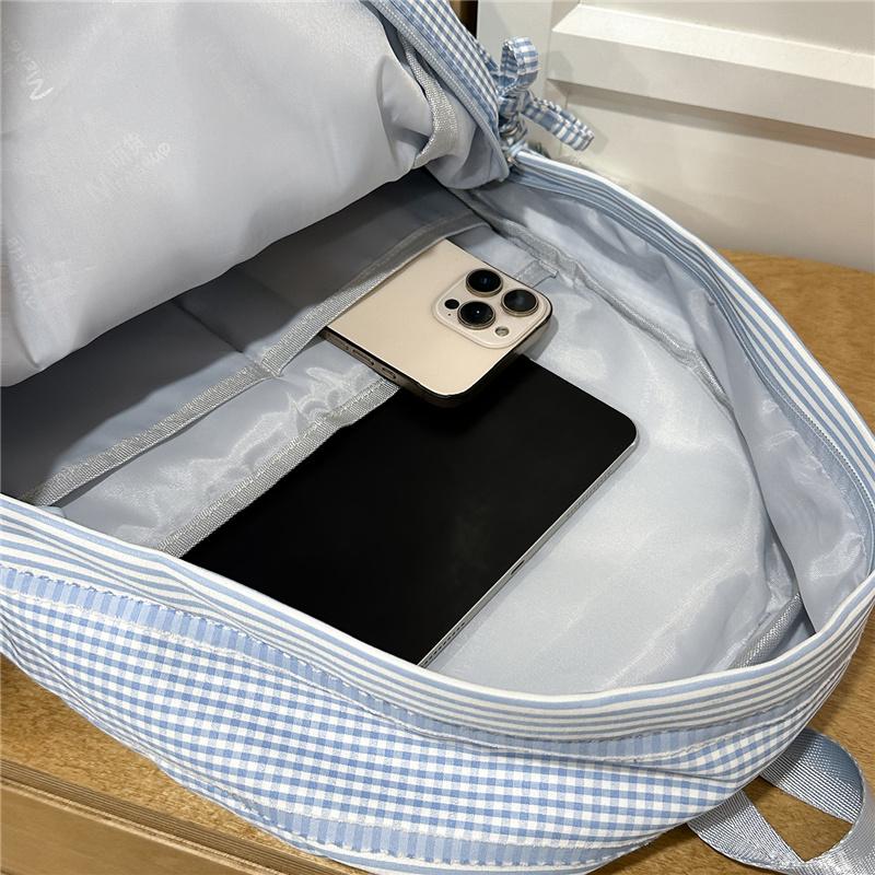 Striped Backpack, Student Schoolbag, Commuter Large-capacity Backpack