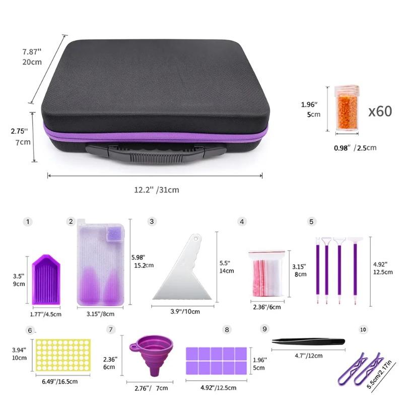 30/60/120/240 Grids Diamond Painting Storage Box Set Portable Bead Organizer with Tool Kit for DIY Craft Art Mosaic Artists