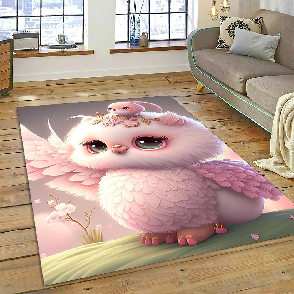 Owl Carpet Large Rug Cartoon Birds for Home Living Room Bedroom Sofa Doormat Decor Kids Play Area Rugs Carpet Non-slip Floor Mat