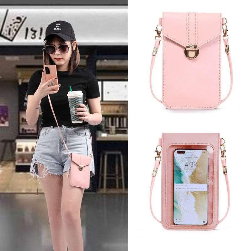 Stylish And Versatile Pu Phone Bag For Women Touchscreen Hook Mini Fashionable Student Multipurpose Wallet Arrival)