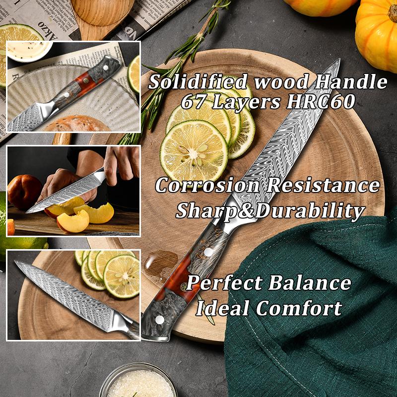 5 Inch Utility Knife 67 Layers Damascus Steel Kitchen Knives Meat Slicer Fruit Cutting Petty Knife Cooking Tools with Gift Box