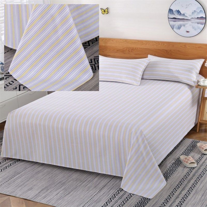 

Thickened No Pilling Coarse Cloth Bed Sheet Quilt Cover Four-Piece Quilt Sheet Student Single Double Three-Piece Set Pair of pillowcase Fine light yellow