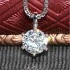 Six Prong Single Big Round Faceted Stone Pendant Women Box Link Chain Clavicle Necklace