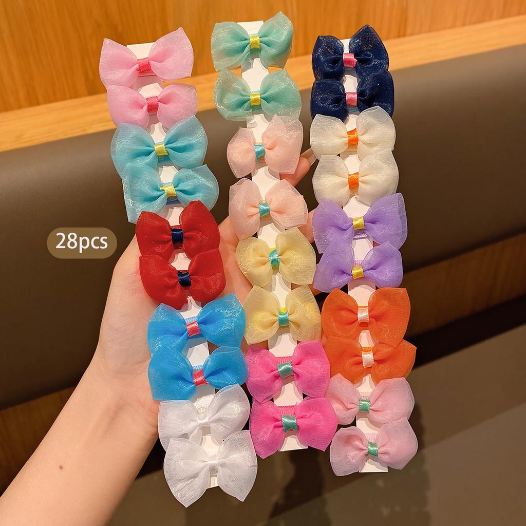 28 colorful fabric hair clips with random colors, cute and sweet, suitable for daily use as hair accessories