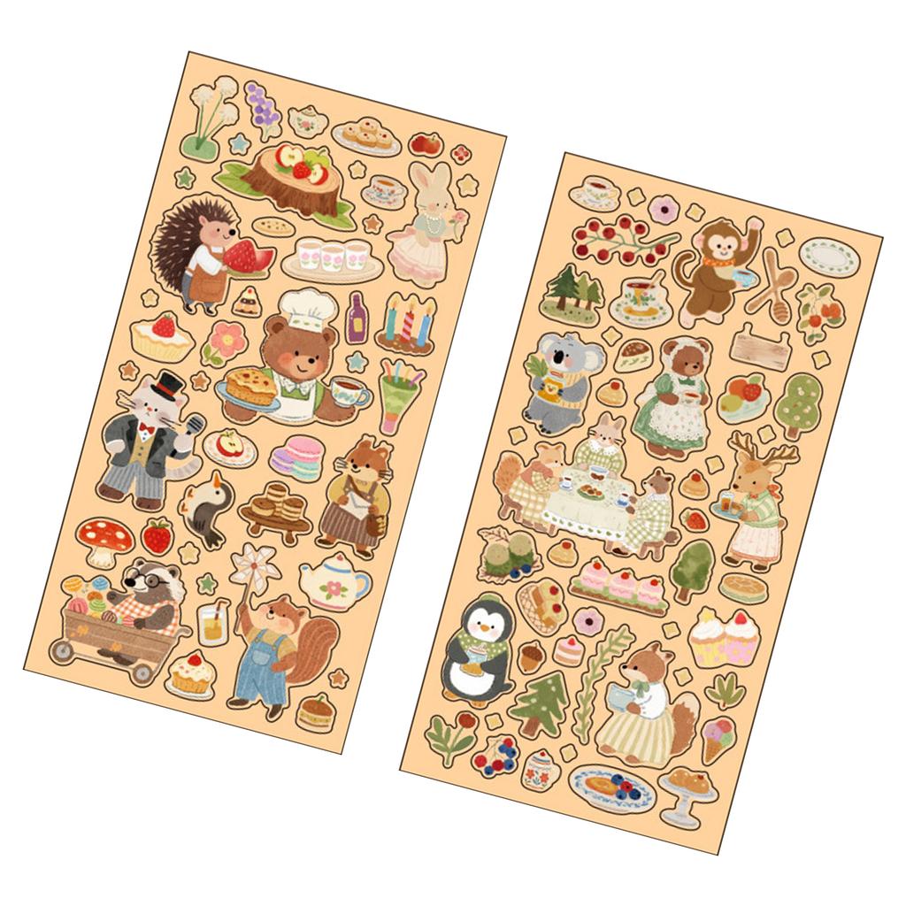 Cartoon Animal Scrapbooking Sticker Transparent Decorative Sticker for DIY Craft Journaling Scrapbook Journal Planner