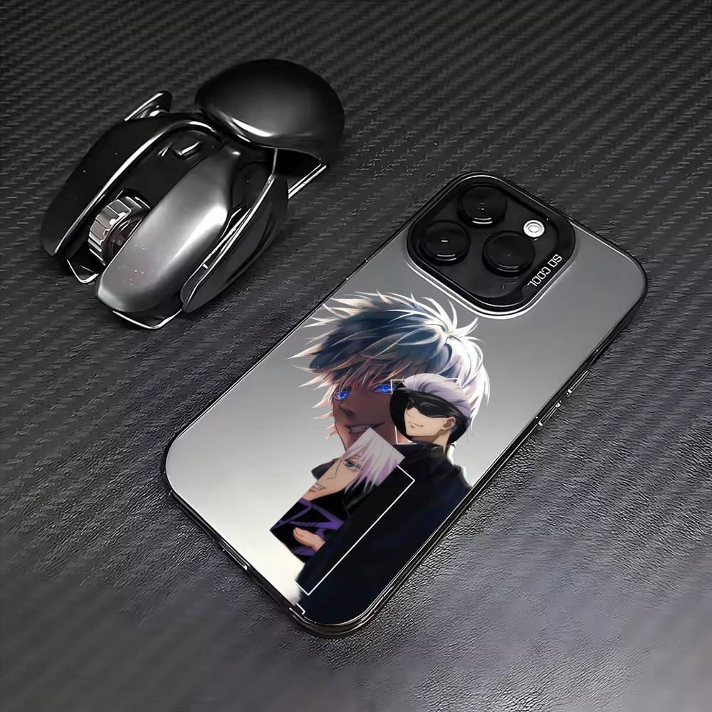 Jujutsu Kaisen Gojo Satoru Phone Case For iPhone17,16,15,14,13,12,11 Plus,Pro Max Colored Silver Plated Inside Cover