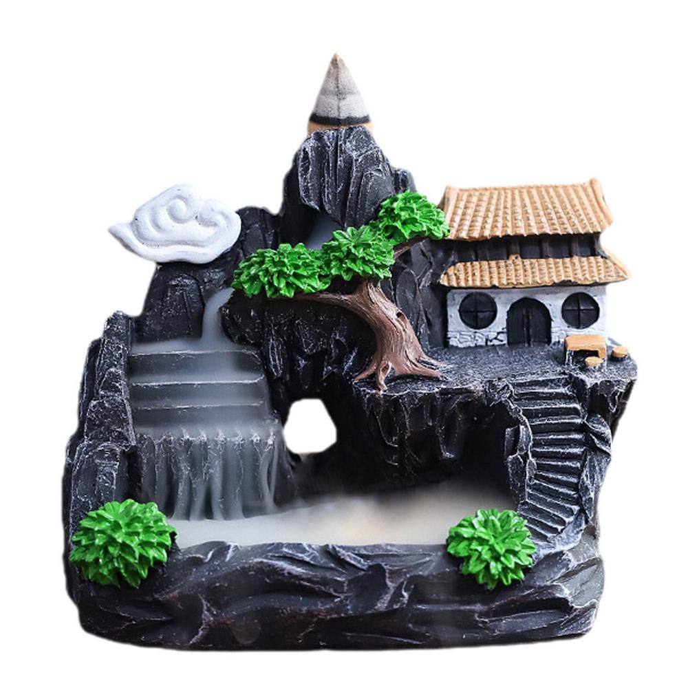 Waterfall Incense Burner Mountains River Shaped Incense Burner Home Decor Backflow Fragrance Aroma Fountain Zen Decor Burner