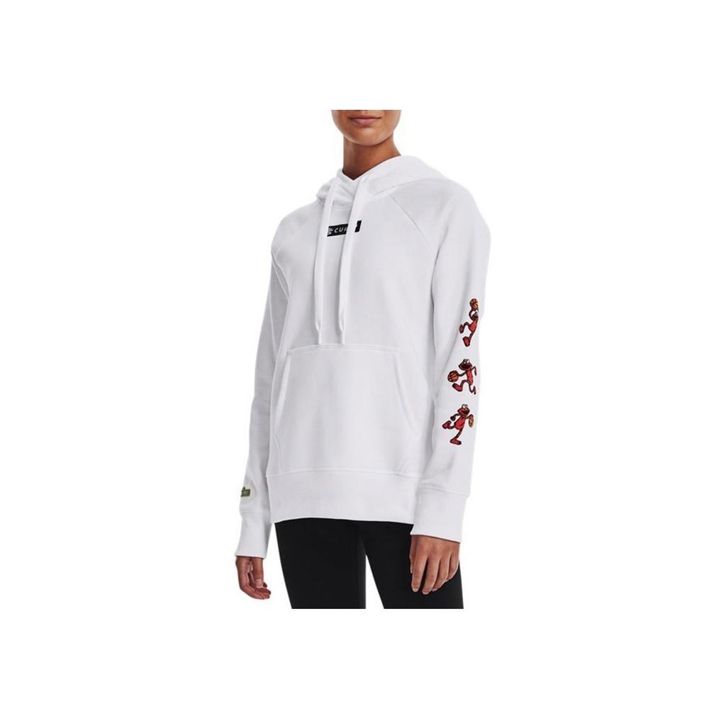 Under Armour Curry Letter Cartoon Print Long Sleeve Pullover Hoodie Women Hoodies White 1369640-100