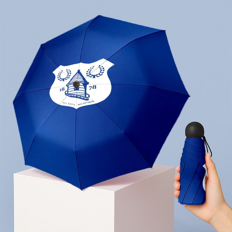 Everton Football Pattern Printed Mini 5 Folds 8 Ribs Compact Umbrella Windproof Waterproof Lightweight Portable Folding