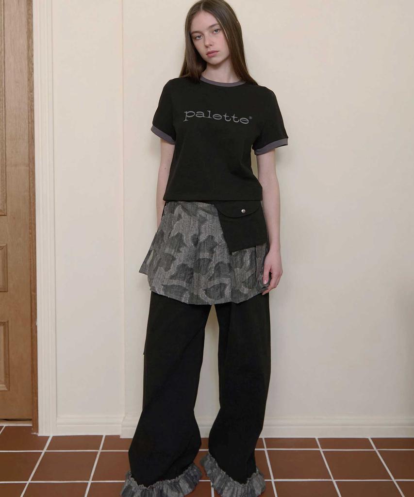 BONATSPALETTE Bp Frill Elastic Waist Wide Pants_Black