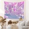 Pink Background White Tiger 2D Flat Tapestry, Smiling Cartoon Wall Hanging For Bedroom Living Room Office Meditation Party Decor