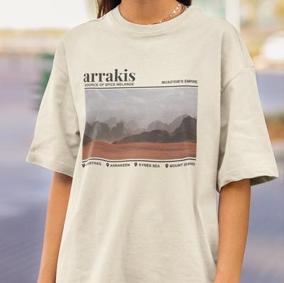 Sci Fi Desert Planet T Shirt Cosmic Map Graphic Tee Sand New SpringSummer Arrivals Regular Fit Casual  Streetwear Unisex Women