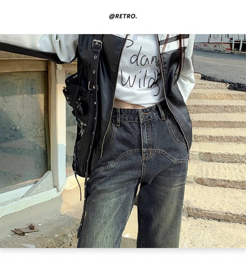 Cement Grey Retro Wide-Leg Micro Flare High-Waist Jeans for Women - Trendy Slimming Loose Fit, Spring/Autumn