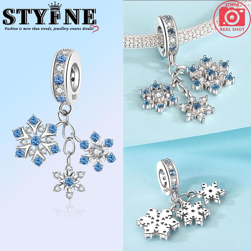 Charms Plata Originales Christmas Snowflake Beads For Charms Copper Bracelet Beads Jewellery Making Women'S Gift